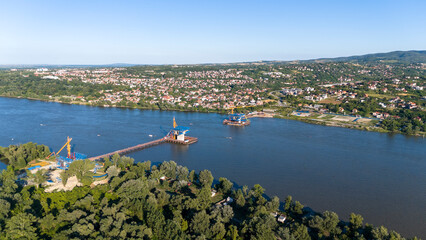 Bridge Construction Over Danube River. Novi Sad, Serbia