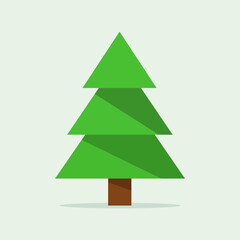 Minimalist Illustration of a Green Christmas Tree with Simple Design