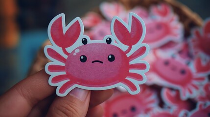 cute crab face sticker image