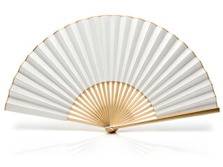 Elegant white folding fan with natural bamboo ribs