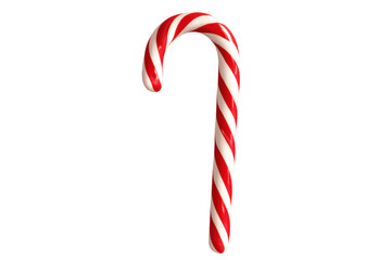 Red and white christmas candy cane with transparent background