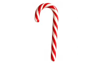 Red and white christmas candy cane with transparent background