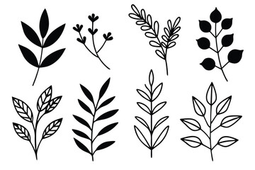 Naklejka premium set of black silhouettes of leaves
