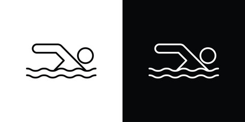 Swimmer icon design template with outline style