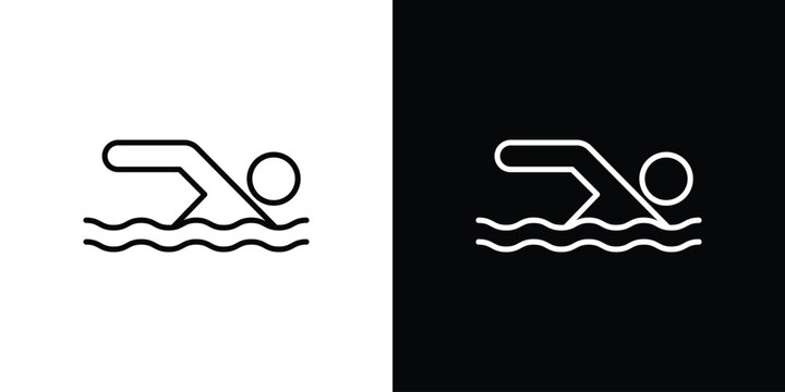 Swimmer icon design template with outline style