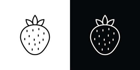 Strawberry icon design template with outline style