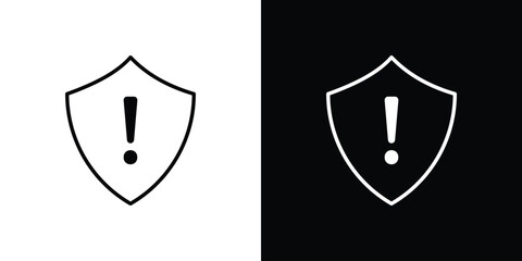 Shield exclamation icon design template with outline style