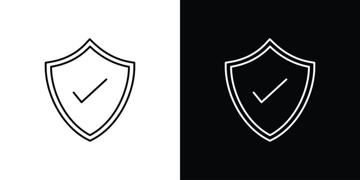 Shield check icon design template with outline style