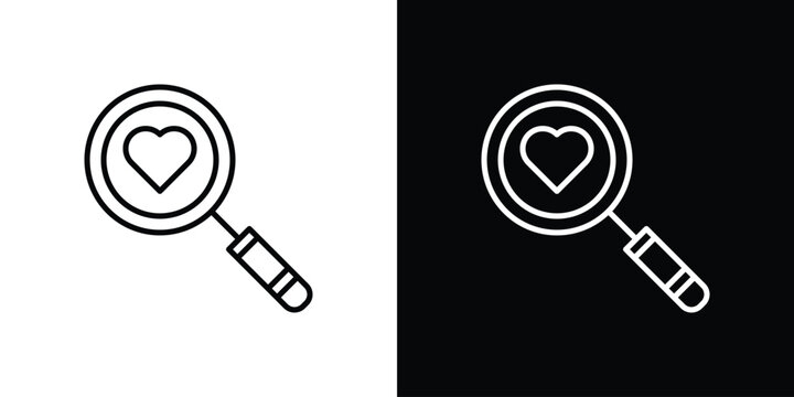 Search heart icon design template with outline style