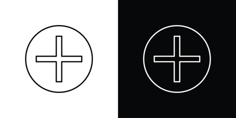 Plus icon design template with outline style