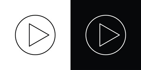 Play icon design template with outline style