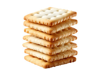 A stack of crispy golden crackers isolated on black, Isolated On Transparent Background