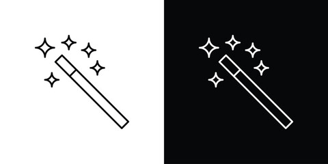 Magic wand icon design template with outline style