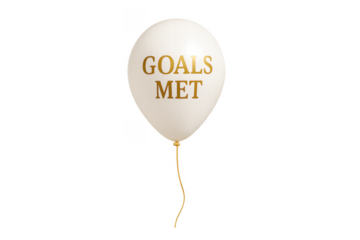 White balloon celebrating goals met with transparent background