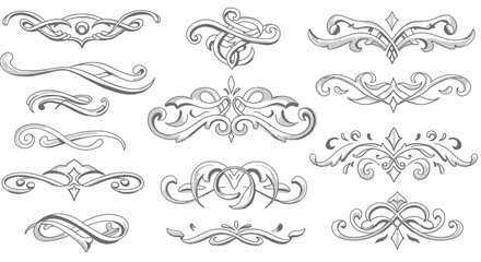 Elegant Ornate Decorative Flourishes and Swirls Collection for Classic Design Elements