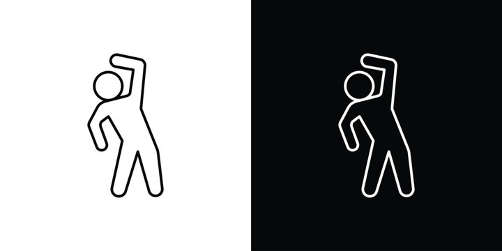 Fitness exercise icon design template with outline style