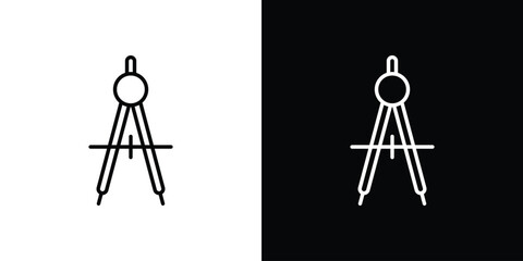 Drafting compass icon design template with outline style