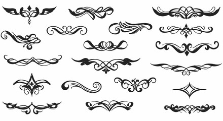 Collection of Elegant Decorative Flourishes and Ornate Swirls for Design Projects