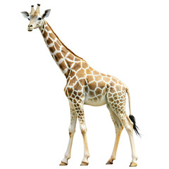 Obraz premium Graceful Giraffe's Pose: A majestic giraffe, with its long neck and distinctive spotted coat, stands tall, exemplifying the elegance of wildlife.