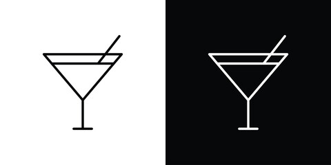 Cocktail icon design template with outline style