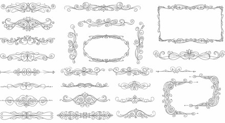 Obraz premium Elegant Ornate Decorative Borders and Flourishes for Classic Designs and Vintage Styles Creating Sophisticated Layouts