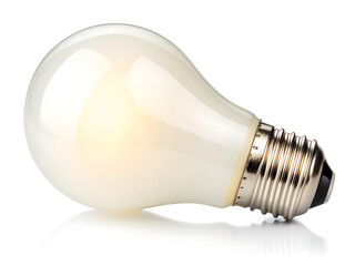 A single frosted incandescent light bulb lying down