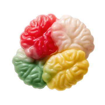 Funny halloween candy brains in nostalgic retro style on transparent background
