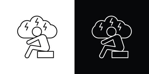 Anxiety or stress icon design template with outline style
