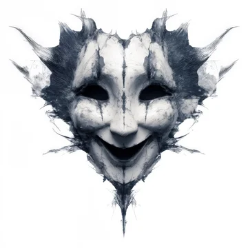 Haunted ghost mask isolated with eerie gothic atmosphere on white background