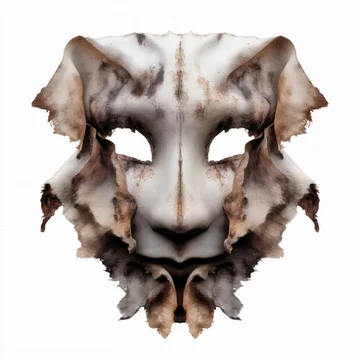 Isolated ghost mask with torn tattered edges in gothic style on white background