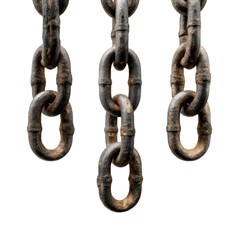 Fototapeta premium Dangling rusty chains isolated on transparent background
