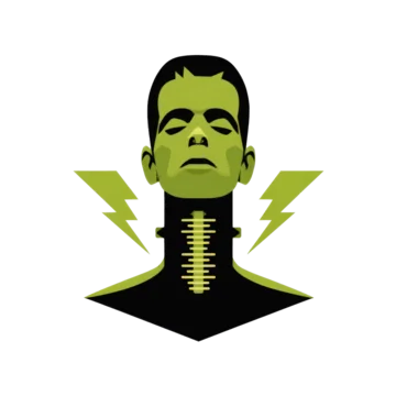Isolated pair of Frankenstein bolts in modern Halloween style on transparent background