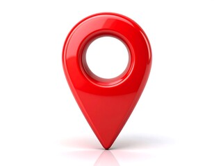 Red map marker on white background