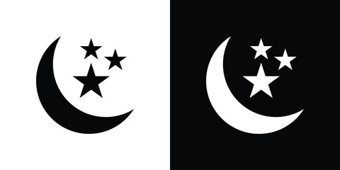 Moon stars icon. filled flat sign for mobile concept and web