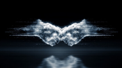 Dual Hands Forming a Cloud Aisle with Symmetrical Patterns Levitating at the Edge of Reality in a Digital Space