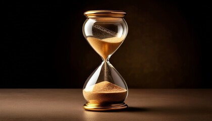 elegant hourglass with golden top displaying flowing sand grains