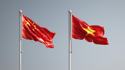 Flag raising ceremony for china and vietnam national event outdoor setting direct view cultural significance