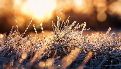 macro shot of sparkling frost at dawn