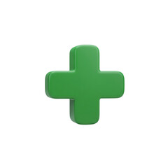 Obraz premium Green 3D plus sign on a gray background