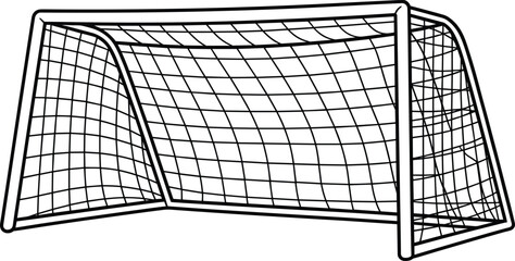 Soccer goal net isolated, football goalpost with netting, empty soccer goal frame, sports equipment, outdoor soccer field, goal area © Obaidul Vector Zoon