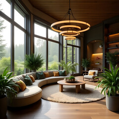 Fototapeta premium modern living room, modern living room with sofa, modern living room with garden furniture, modern living room, modern living room on transparent background, modern living room with a view