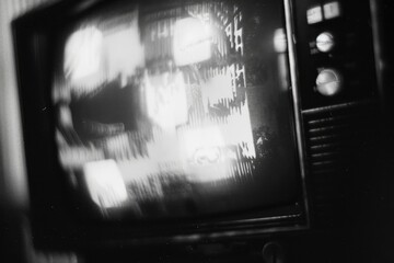 Noisy Retro TV Screen, Static, Room, Night, Nostalgia