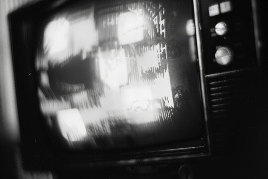 Noisy Retro TV Screen, Static, Room, Night, Nostalgia