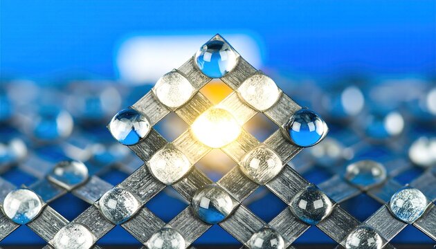 Abstract Grid of Droplets with Highlighting Route Against a Blue Background Reflecting Conversion Optimization