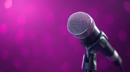 Obraz premium Microphone on stand with purple background