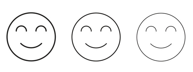 Smile icon in linear versions. Editable line