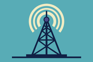 Cell Phone Tower icon of silhouette vector illustration