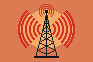 Cell Phone Tower icon of silhouette vector illustration