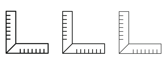 Ruler combined icon in linear versions. Editable line