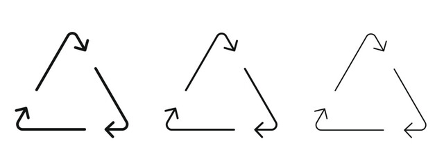 Recycle icon in linear versions. Editable line